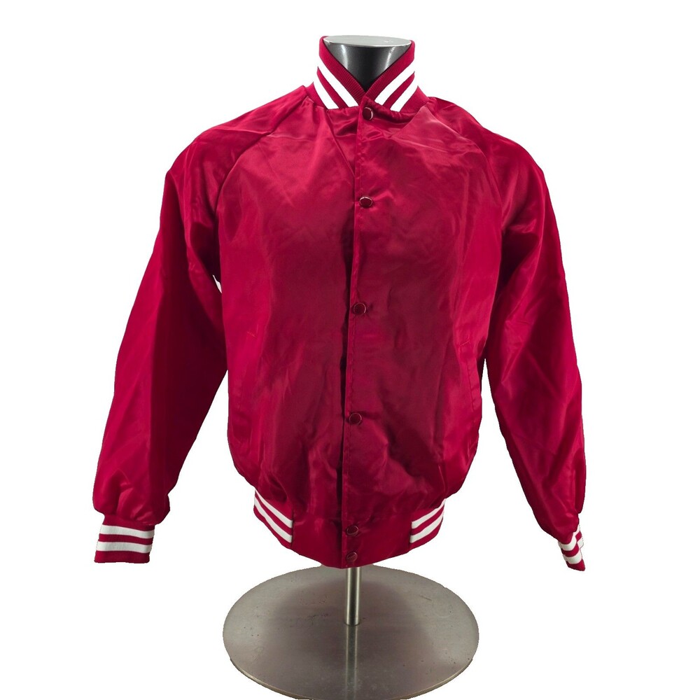 Vintage 80’s West Ark Red Satin Nylon Driving Bomber Jacket Size S Made in USA